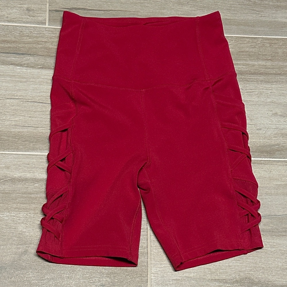 Vibrant Hot Pink  High-Waisted Shorts with Crossed Lace Side Details